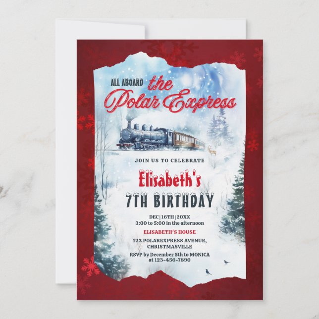  Christmas Polar Express Birthday Party Invitation (Front)