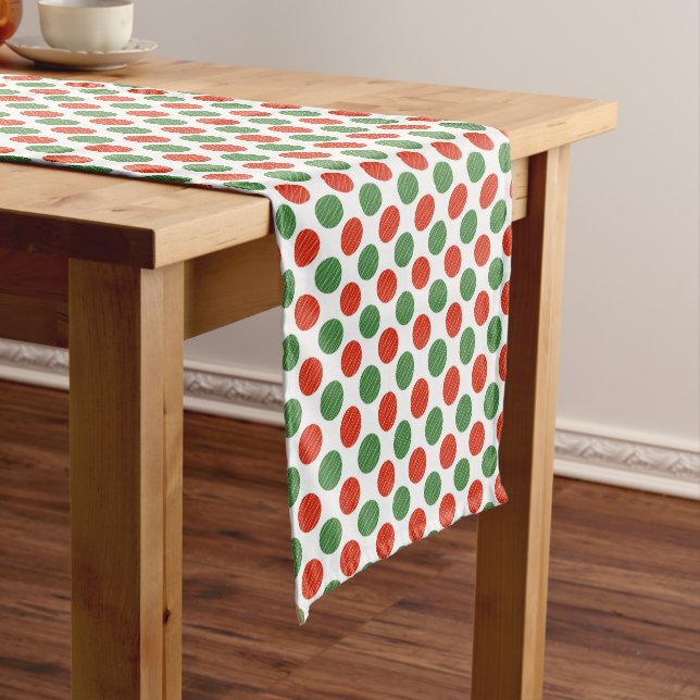 Christmas Polka Dot Modern Winter Holidays Short Table Runner (In Situ)