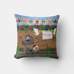 Christmas Polka-Dot Street Art Cushion