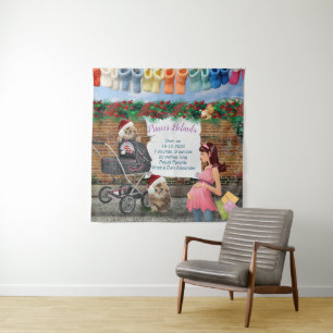 Christmas Polka-Dot Street Art Scene Tapestry