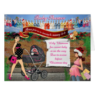 Christmas Polka-Dot Street Scene Invitation