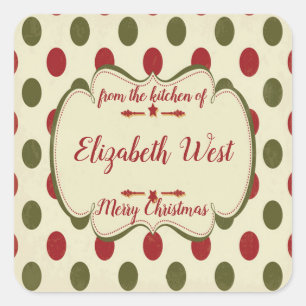 Christmas Polka Dots, Cookie and Treats, Custom Square Sticker