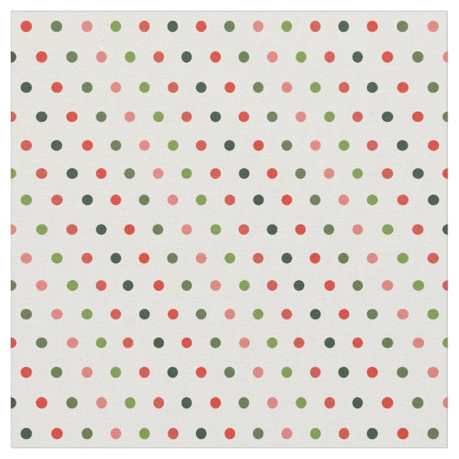 Christmas Polka Dots Minimal Retro Fabric (Close Up)