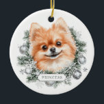 Christmas Pomeranian Dog Ceramic Circle Ornament<br><div class="desc">Christmas Pomeranian Dog Ceramic Circle Ornament</div>