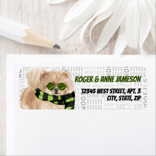 Christmas Pomeranian Dog in a Scarf Address Return Address Label