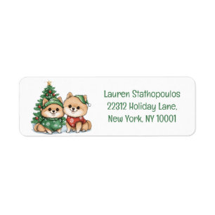 Christmas Pomeranian Dogs Return Address Label