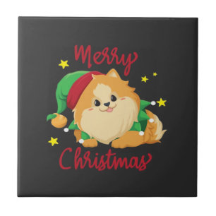Christmas Pomeranian Merry Xmas Essential T-Shirt Ceramic Tile