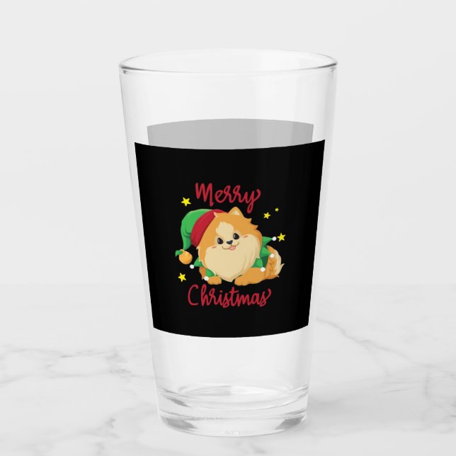 Christmas Pomeranian Merry Xmas Essential T-Shirt Glass (Front)
