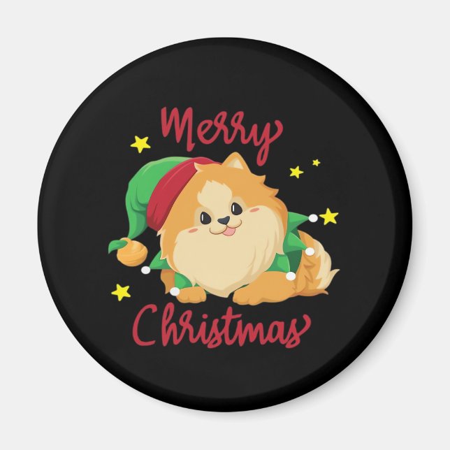 Christmas Pomeranian Merry Xmas Essential T-Shirt Magnet (Front)
