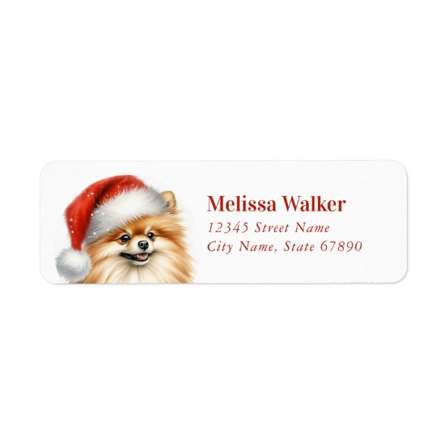 Christmas Pomeranian Return Address Labels (Front)