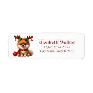 Christmas Pomeranian Return Address Labels