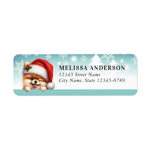 Christmas Pomeranian Return Address Labels (Front)