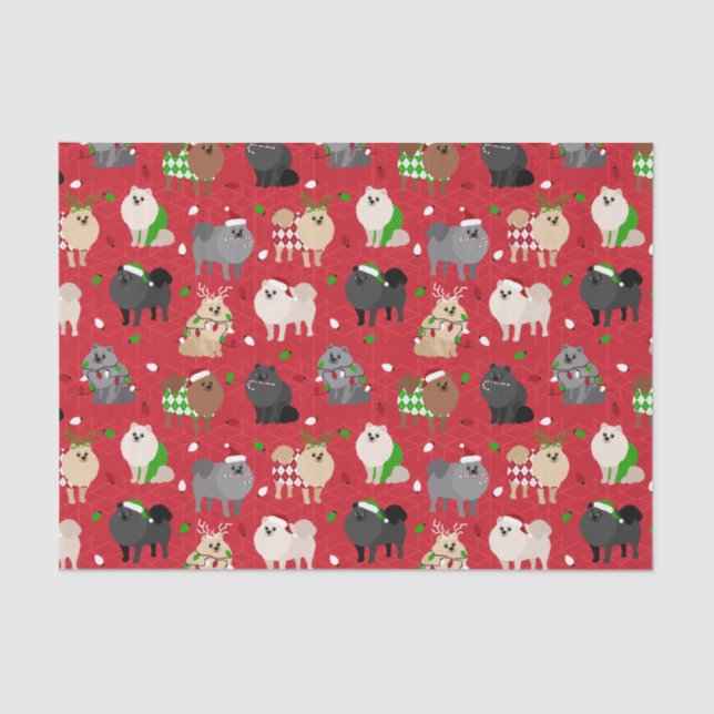 Christmas Pomeranians Tissue Paper (Front)