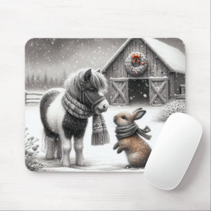 Christmas Pony and Bunny Mouse Pad