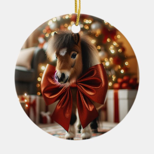 Christmas Pony Personalised Ceramic Ornament (Front)