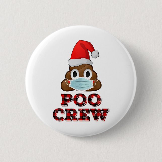 Christmas Poo Crew Shirt Face Mask Poop Emoji Red 6 Cm Round Badge (Front)