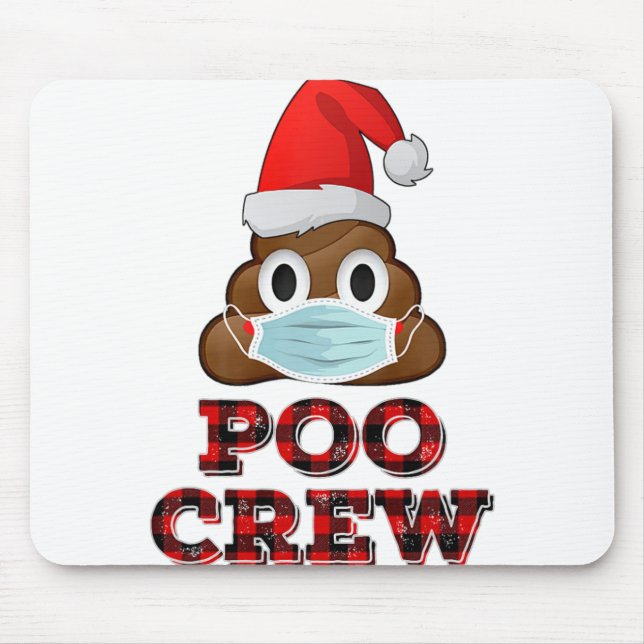 Christmas Poo Crew Shirt Face Mask Poop Emoji Red Mouse Pad (Front)