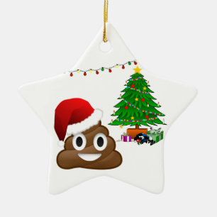 christmas poo emoji ceramic ornament