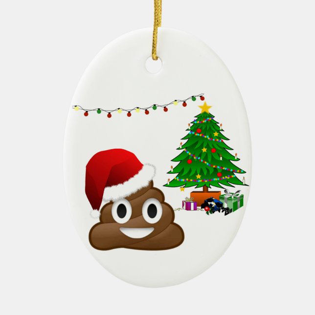 christmas poo emoji ceramic tree decoration (Front)