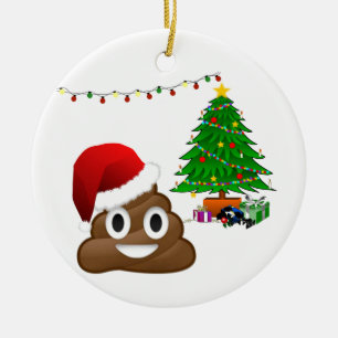 christmas poo emoji ceramic tree decoration