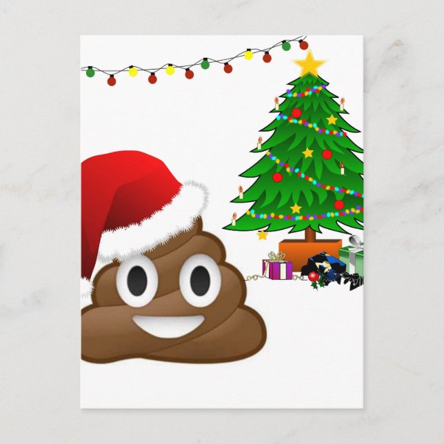 christmas poo emoji holiday postcard (Front)