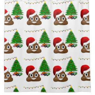 christmas poo emoji shower curtain