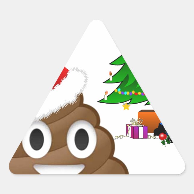 christmas poo emoji triangle sticker (Front)
