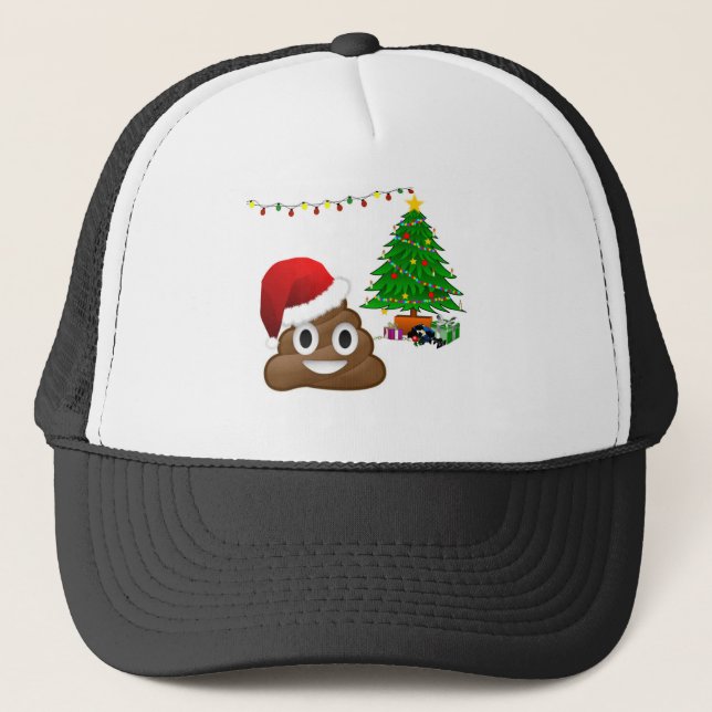 christmas poo emoji trucker hat (Front)