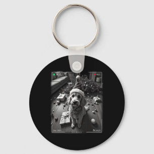 Christmas Poodle Caught On Camera Key Ring