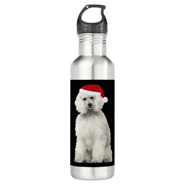 Christmas Poodle Christmas Tree Dog Puppy Watercol 710 Ml Water Bottle (Front)