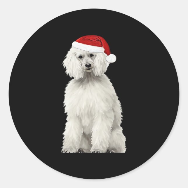 Christmas Poodle Christmas Tree Dog Puppy Watercol Classic Round Sticker (Front)
