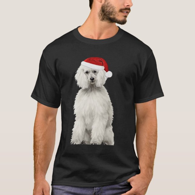 Christmas Poodle Christmas Tree Dog Puppy Watercol T-Shirt (Front)