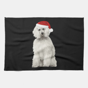 Christmas Poodle Christmas Tree Dog Puppy Watercol Tea Towel