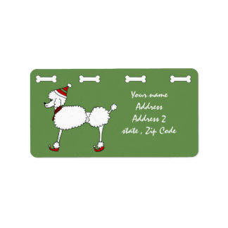 Christmas Poodle dog address labels