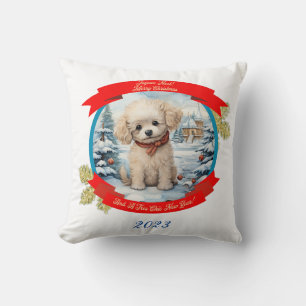 Christmas Poodle Dog  Cushion