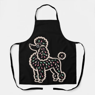 Christmas Poodle Dog Lights Ornaments Silhouette Apron