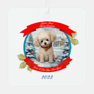 Christmas Poodle Dog  Metal Tree Decoration
