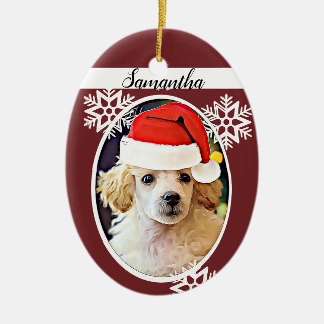 Christmas poodle dog oval ornament (Front)