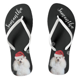 Christmas poodle dog  personalised flip flops