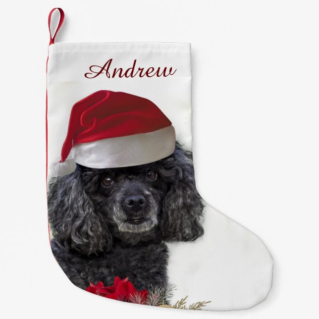 Christmas poodle dog personalised Stocking (Front)