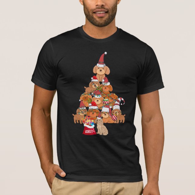 Christmas Poodle Dog Puppy Cute T-Shirt (Front)