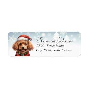 Christmas Poodle Dog Return Address Labels