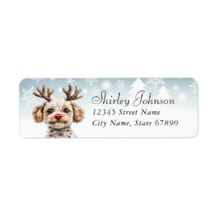 Christmas Poodle Dog Return Address Labels