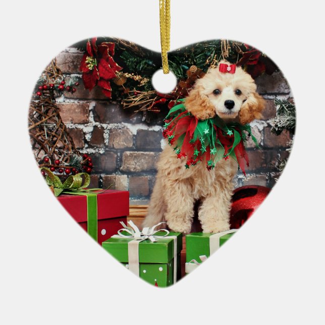 Christmas - Poodle - Dolly Ceramic Tree Decoration (Front)