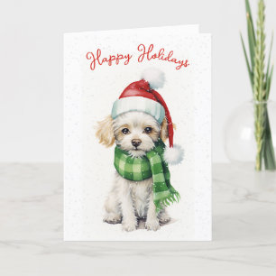 Christmas Poodle In Snowflakes Holiday Card