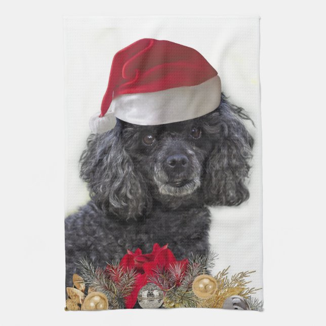 Christmas poodle kitchen towel (Vertical)
