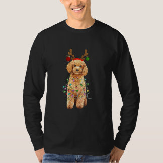 Christmas Poodle Lights Reindeer Antlers Gifts T-Shirt