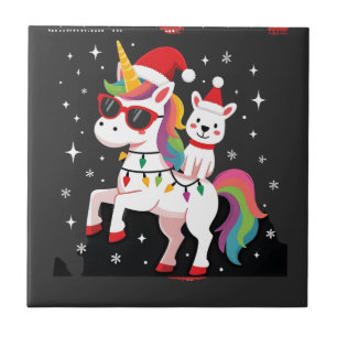 Christmas Poodle Unicorn Sunglasses Poodles T-Shir Ceramic Tile