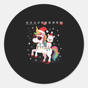 Christmas Poodle Unicorn Sunglasses Poodles T-Shir Classic Round Sticker