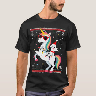 Christmas Poodle Unicorn Sunglasses Poodles T-Shir T-Shirt